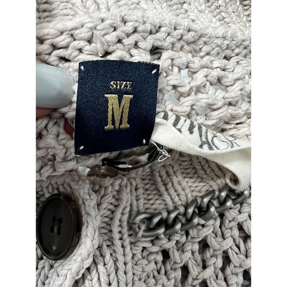 Bird By Juicy Couture Womens Tan Chunky Knit Cardigan Sweater Size M Chains - Picture 6 of 7